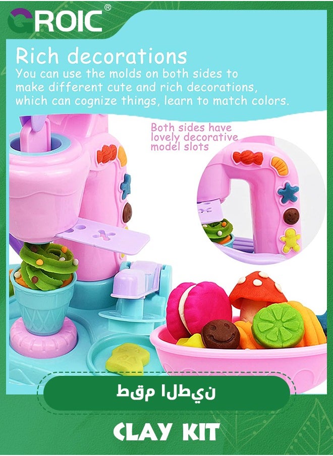 GROIC - Color Dough for Kids Play Toys, Ice Cream Maker Machine Color Dough Set with 12 Cans Dough for Kids and Toddlers,Color Clay Machine Set,Play House Toy - Image 1