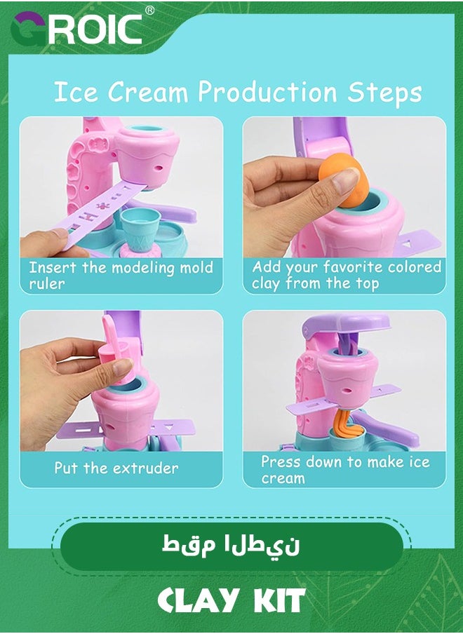 GROIC - Color Dough for Kids Play Toys, Ice Cream Maker Machine Color Dough Set with 12 Cans Dough for Kids and Toddlers,Color Clay Machine Set,Play House Toy - Image 1