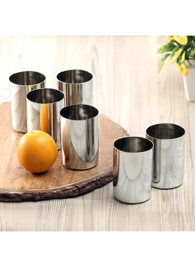 Kraft Regal Stainless Steel Glass Set of 6 - 400ml Each | Mirror Polish, Food Grade | Scratch Resistant, Serving Glass | for Water Juice (Silver) - Image 3