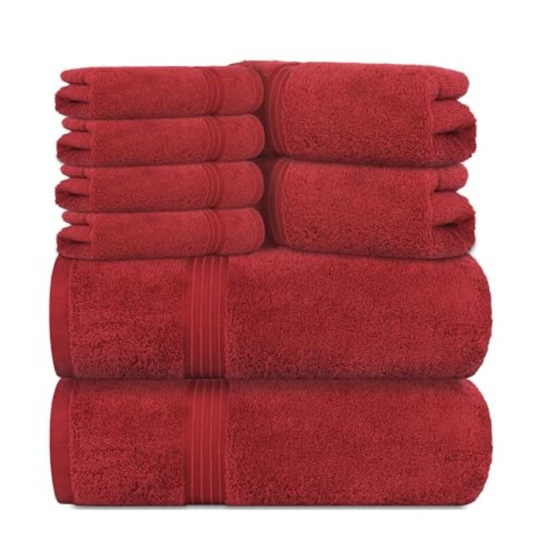 Bliss Casa 100% Combed Cotton Bath Towel, Burgundy, 8 Piece Set, Ultra Soft, Highly Absorbent and Quick Dry - Image 2