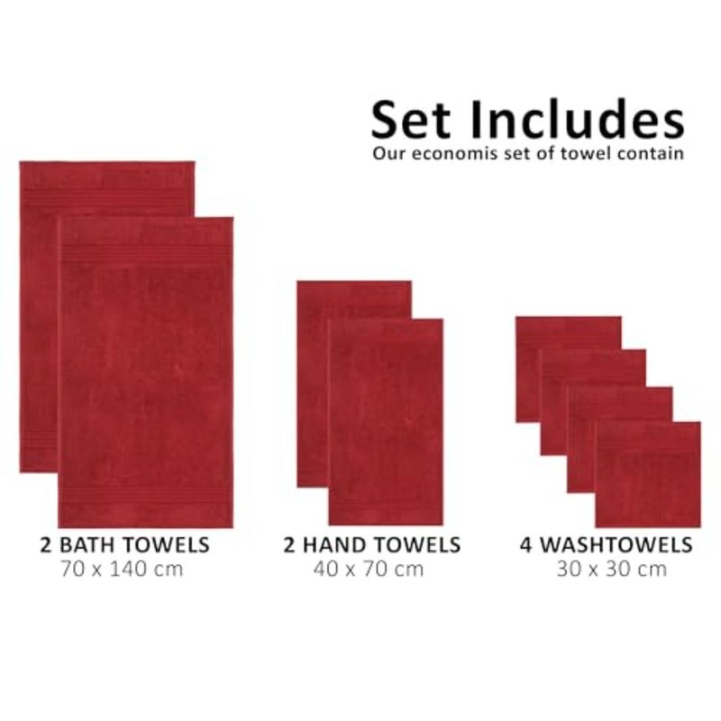 Bliss Casa 100% Combed Cotton Bath Towel, Burgundy, 8 Piece Set, Ultra Soft, Highly Absorbent and Quick Dry - Image 4