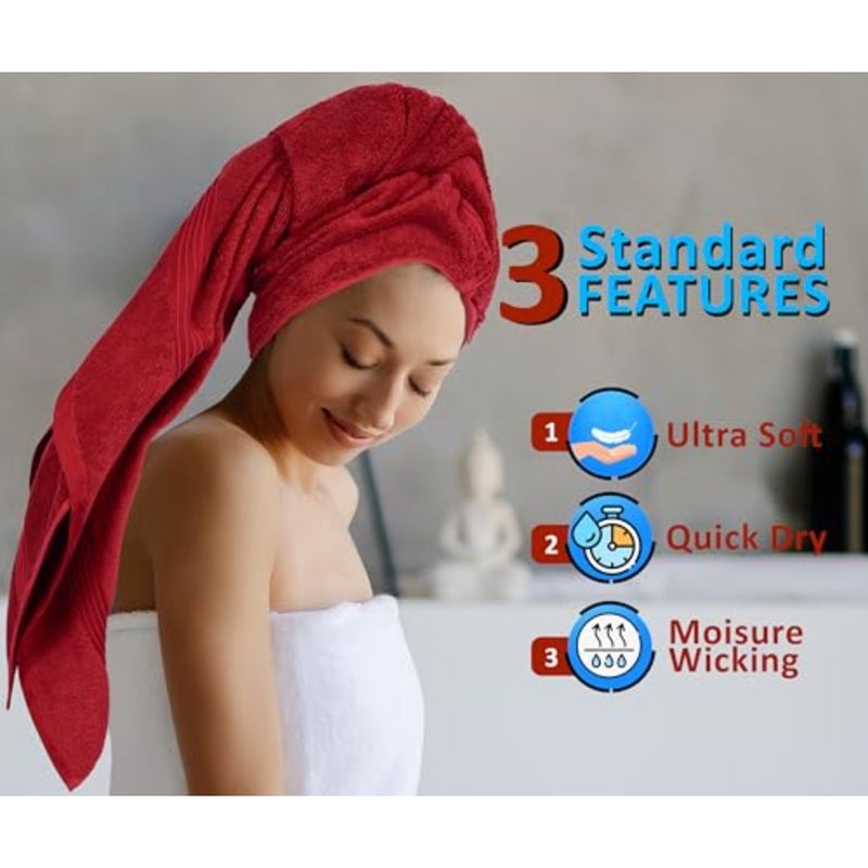 Bliss Casa 100% Combed Cotton Bath Towel, Burgundy, 8 Piece Set, Ultra Soft, Highly Absorbent and Quick Dry - Image 3