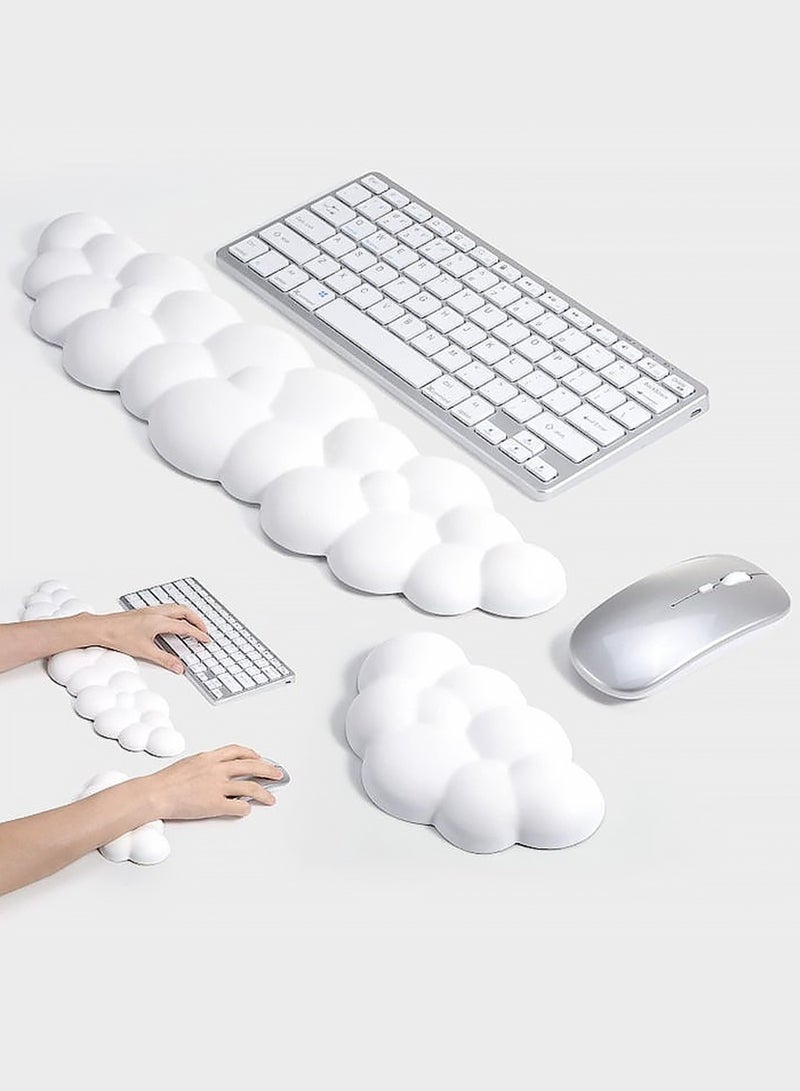 HomKawt Cloud Keyboard Wrist Rest Set, Cloud Wrist Rest with Non-Slip Base, PU Leather Wrist Pad for Keyboard with Ergonomic Memory Foam for Computer Laptop Office Gaming and Pain Relief - Image 1