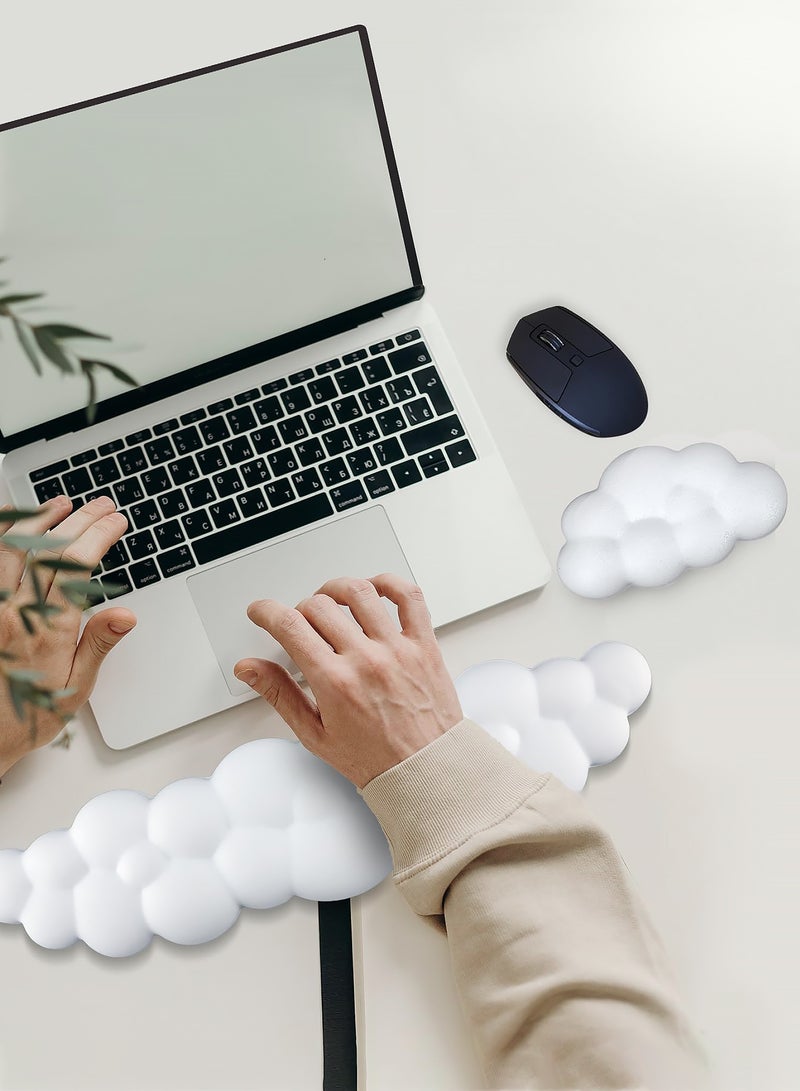 HomKawt Cloud Keyboard Wrist Rest Set, Cloud Wrist Rest with Non-Slip Base, PU Leather Wrist Pad for Keyboard with Ergonomic Memory Foam for Computer Laptop Office Gaming and Pain Relief - Image 5