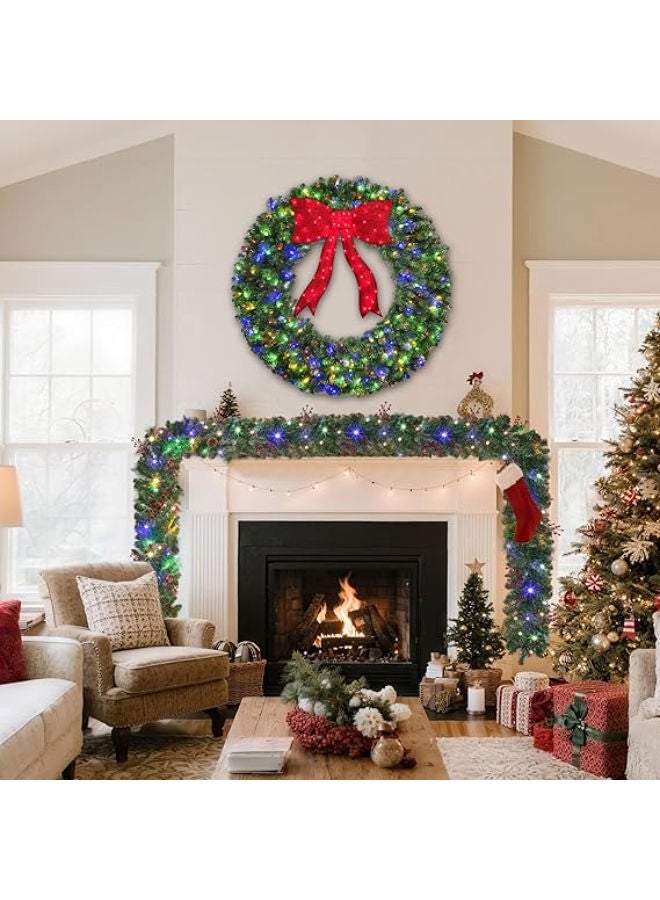 إكليل عيد الميلاد مع الأضواء 9 أقدام - Image 4