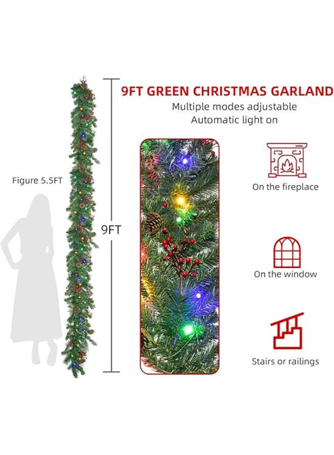 إكليل عيد الميلاد مع الأضواء 9 أقدام - Image 2