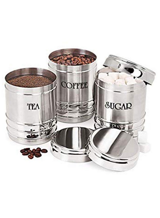 Kuber Industries 3 Pieces Stainless Steel Tea, Coffee And Sugar Container Set, 500Ml,300Ml,200 Ml (Silver) -Ctktc38138 - Image 2