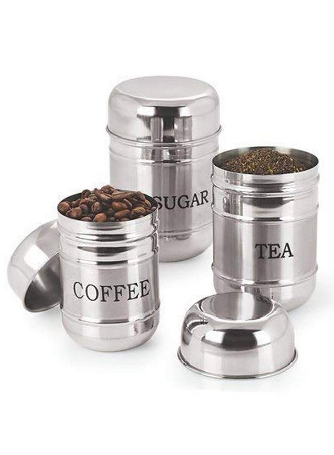 Kuber Industries 3 Pieces Stainless Steel Tea, Coffee And Sugar Container Set, 500Ml,300Ml,200 Ml (Silver) -Ctktc38138 - Image 1