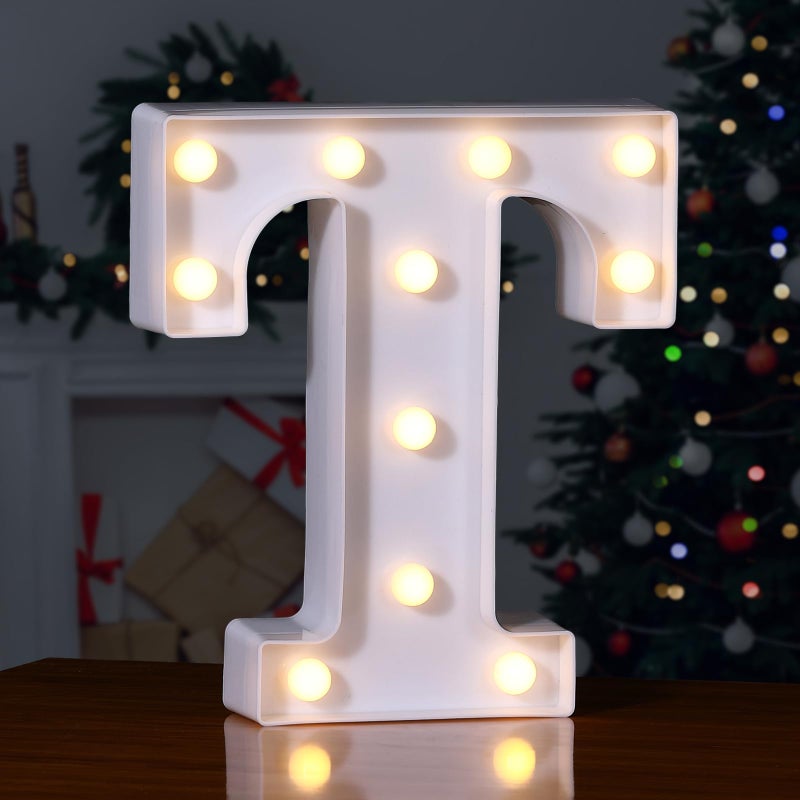 Foaky LED Letter Lights Sign Marquee Light Up Letters Sign for Night Light WeddingBirthday Party Battery Powered Christmas Lamp Home Bar DecorationT