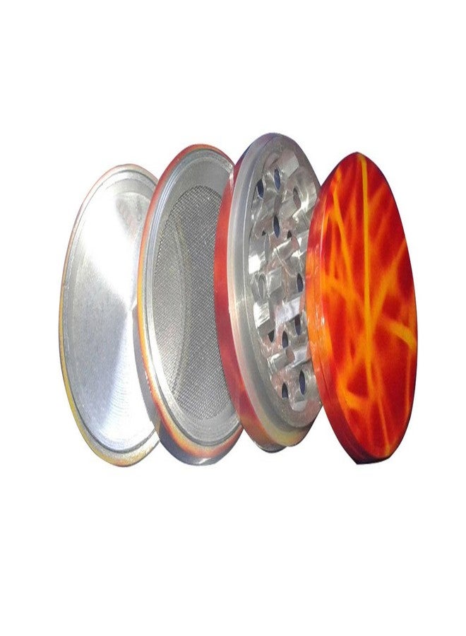 True Handmade Standard Aluminium Herb Grinder(4 Part, 40mm, Orange Tay & Dye Design)