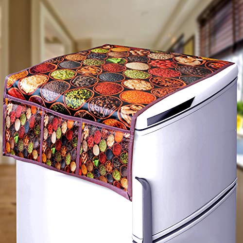 KANUSHI Industries® Fridge Covers/Refrigerator Cover + 1 Pc Handle Cover + 1 Pc Microwave/Oven Cover For Top(FIR+MICRO-DIG-A+1 HANDLE..) - Image 2