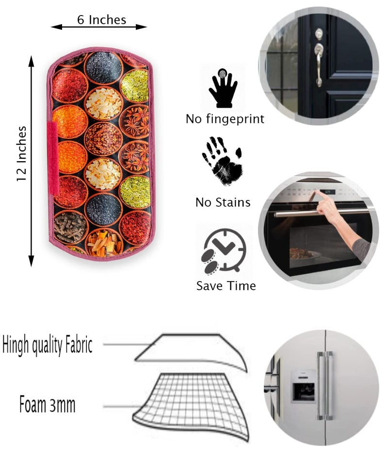KANUSHI Industries® Fridge Covers/Refrigerator Cover + 1 Pc Handle Cover + 1 Pc Microwave/Oven Cover For Top(FIR+MICRO-DIG-A+1 HANDLE..) - Image 4