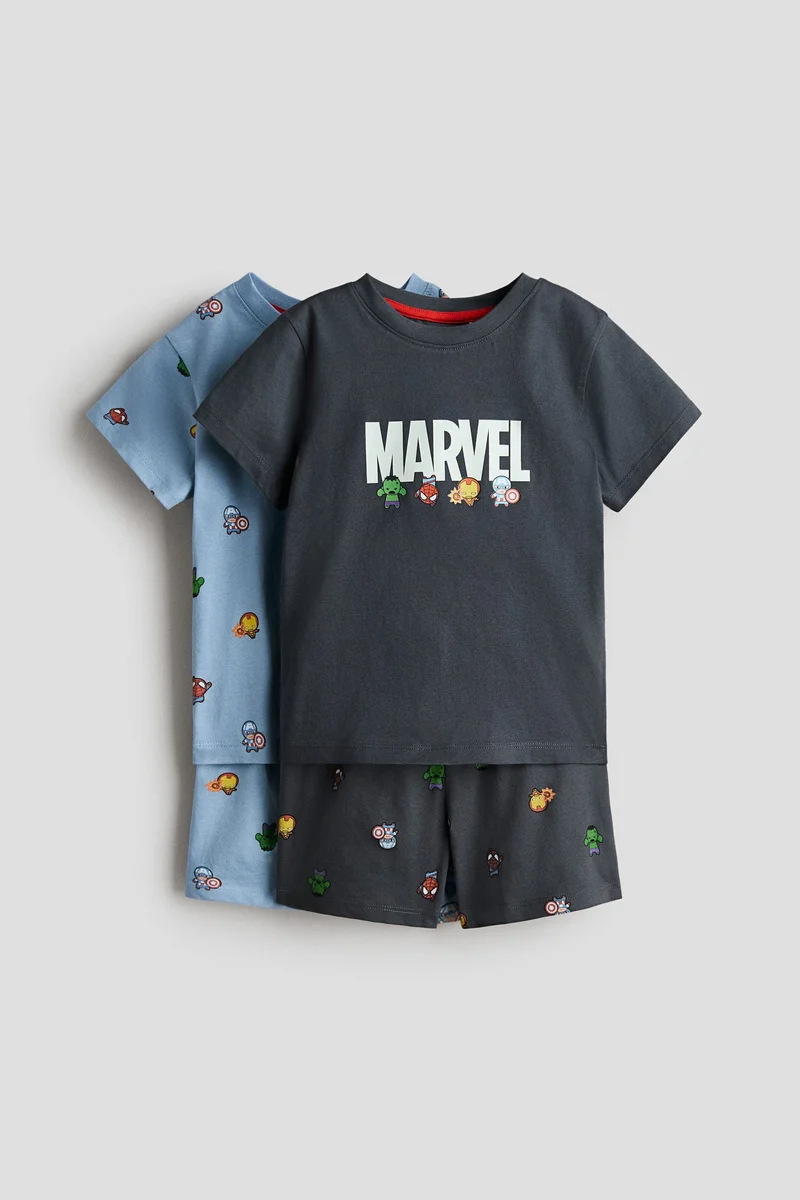 اتش اند ام بيجاما مزينة بطبعة - عبوة من قطعتين