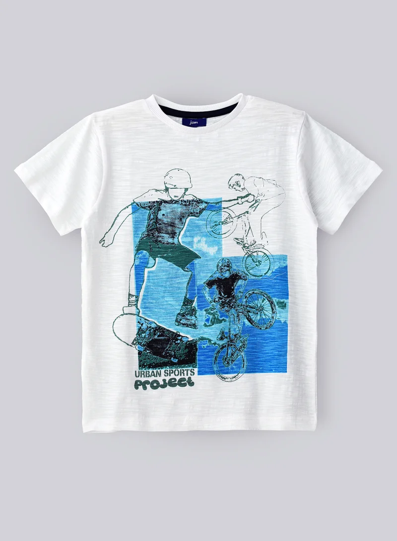 JAM Urban Sports Project' Athletic Graphic T-Shirt for Boys - White