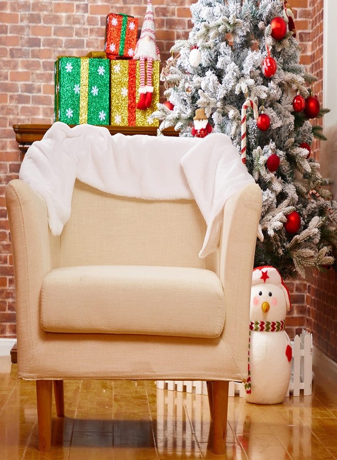 Breling 2 Pieces Christmas Faux Fur Table Runner 72 x 15 Inches - White Winter Snowy Rectangle Decor for Xmas Holiday Table Decoration - Image 3