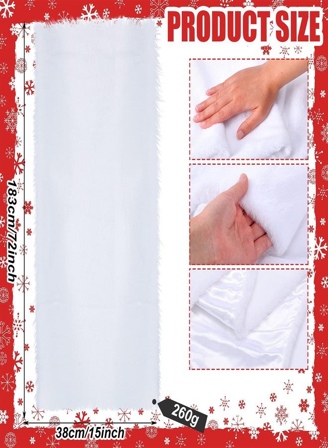Breling 2 Pieces Christmas Faux Fur Table Runner 72 x 15 Inches - White Winter Snowy Rectangle Decor for Xmas Holiday Table Decoration - Image 2