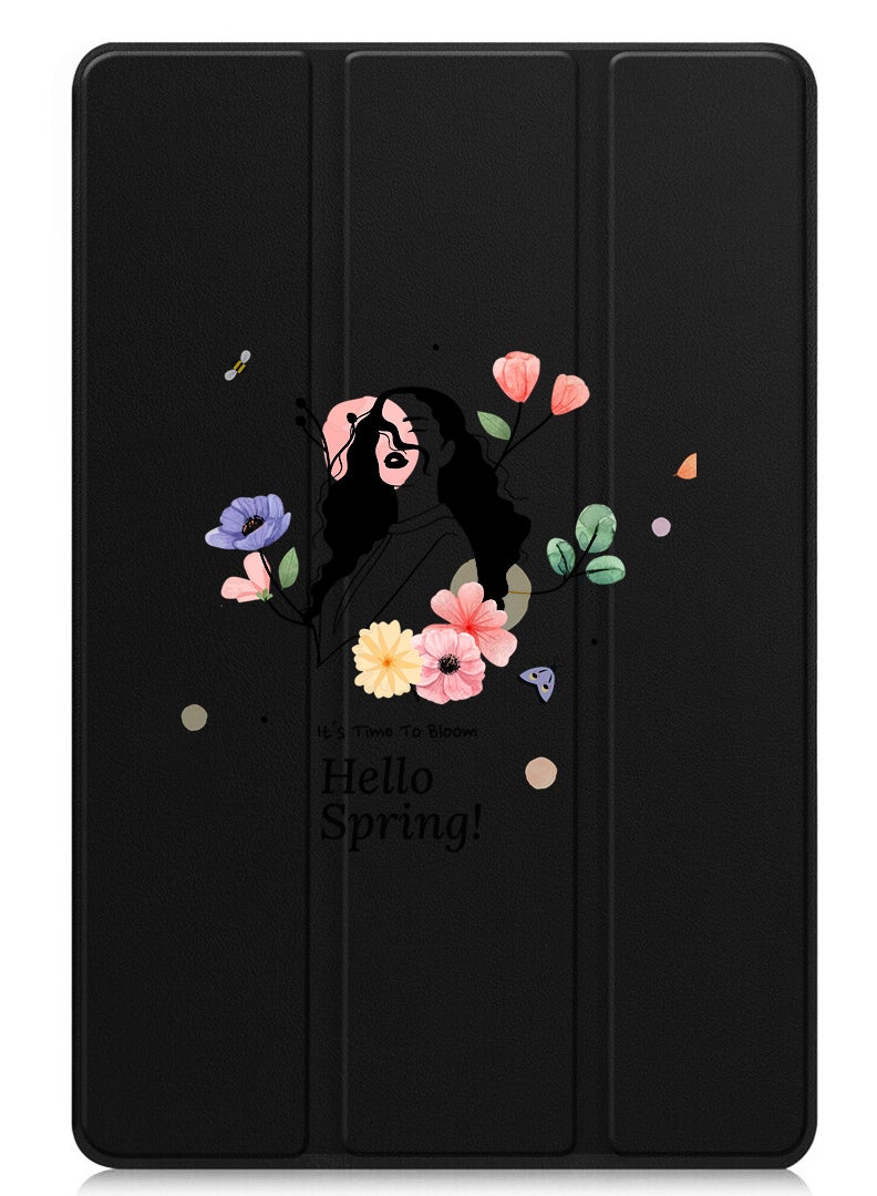 Theodor Protective Flip Case For OnePlus Pad 2 (2024) & OnePlus Pad Pro (2024) With Trifold Stand Auto Wake Sleep Shockproof Cover Hello Spring - Image 1