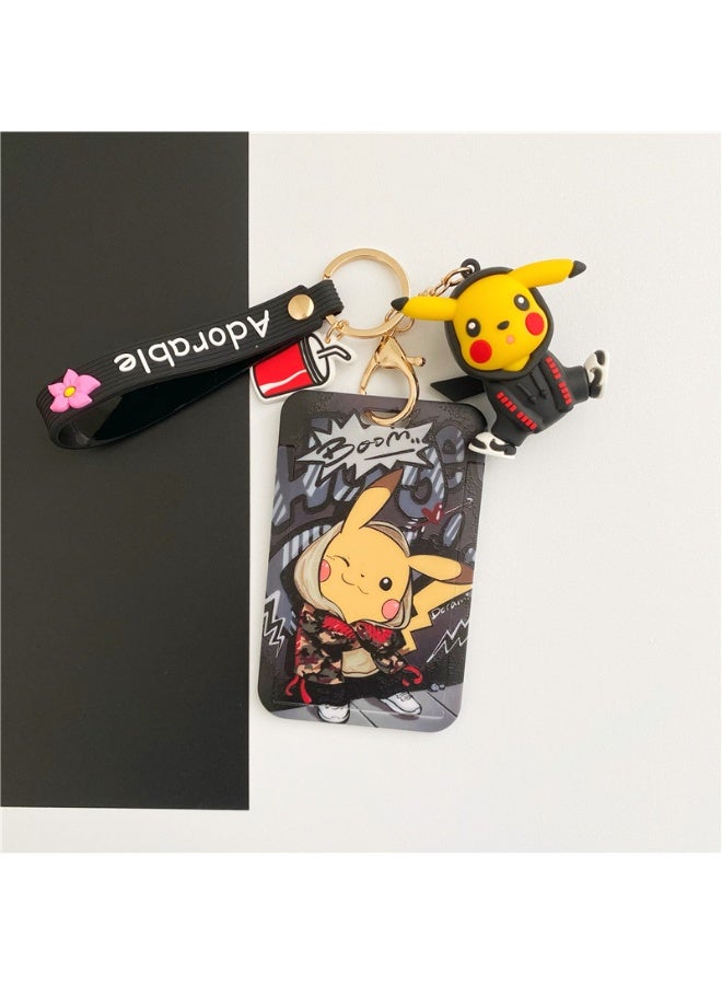 NIBEMINENT 1 - Piece Pikachu Kpop Photo Card Holder Pendant Key Chain ID Badge Holder ID Card Holder Photo Card Protector for School ID Office ID Access Card for Women Girls