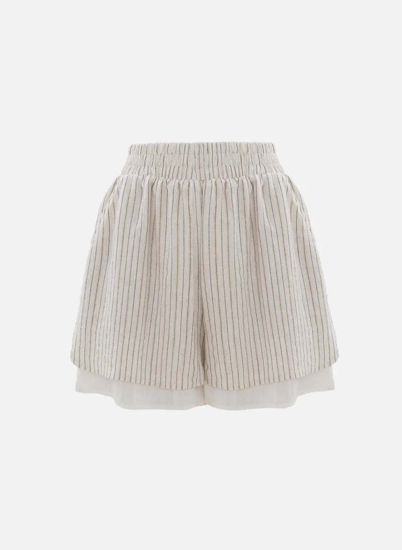 ليتشي شورت قصير مخطط مزدوج