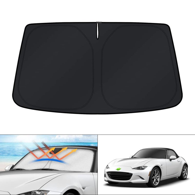 KUST Windshield Sun Shade for Mazda MX-5 Miata Convertible 2016-2024 2025 MX5 Accessories Window Sunshade Sun Protector Foldable Block UV Rays Keep Car Cooler - Image 1