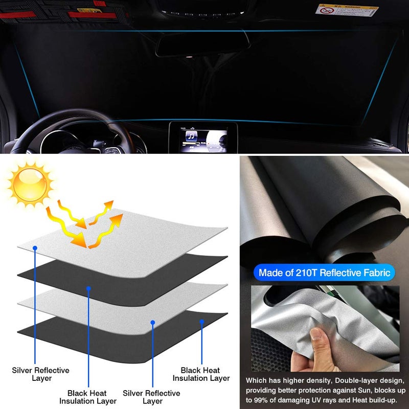 KUST Windshield Sun Shade for Mazda MX-5 Miata Convertible 2016-2024 2025 MX5 Accessories Window Sunshade Sun Protector Foldable Block UV Rays Keep Car Cooler - Image 3