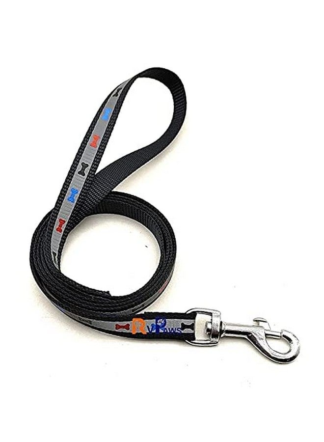 سترة مبطنة من النايلون مطبوع عليها عظمة ناعمة وقابلة للتعديل مقاس 15 مم ومقود بمقبض طويل مثالي للمشي في الهواء الطلق/تدريب الكلاب والجراء (أسود) - Image 5