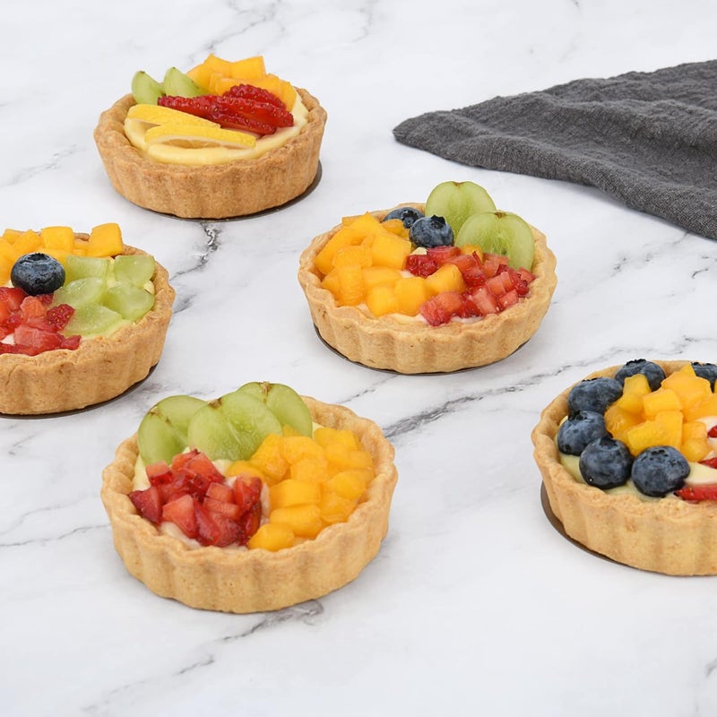 CGGYYZ 3-3/5 Inch Mini Tart Pans with Removable Bottoms, Round Mini Quiche Pans for Baking, Nonstick Cake Pans Set for Pies, Mousse Cakes, Dessert Baking (Red) - Image 5