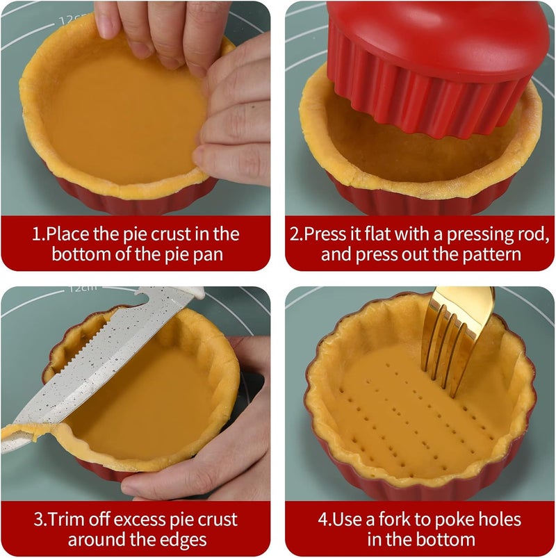 CGGYYZ 3-3/5 Inch Mini Tart Pans with Removable Bottoms, Round Mini Quiche Pans for Baking, Nonstick Cake Pans Set for Pies, Mousse Cakes, Dessert Baking (Red) - Image 3