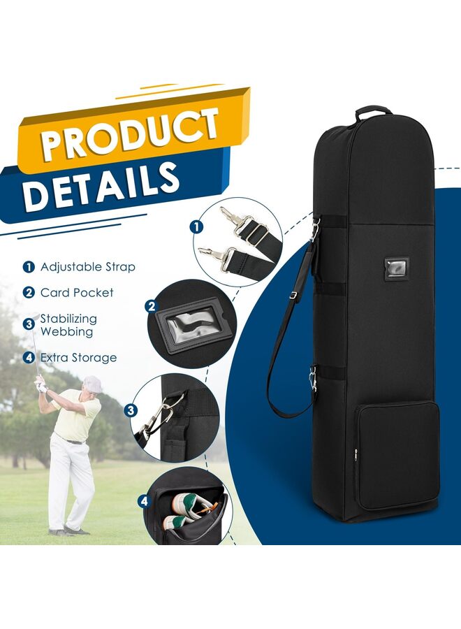 حقائب سفر جولف لشركات الطيران مزودة بأحزمة كتف قابلة للفصل، حقائب سفر ناعمة قابلة للطي لمضارب الجولف، مصنوعة من قماش أكسفورد 900D شديد التحمل - مقاس موحد، تصميم كتف (أسود) - Image 5