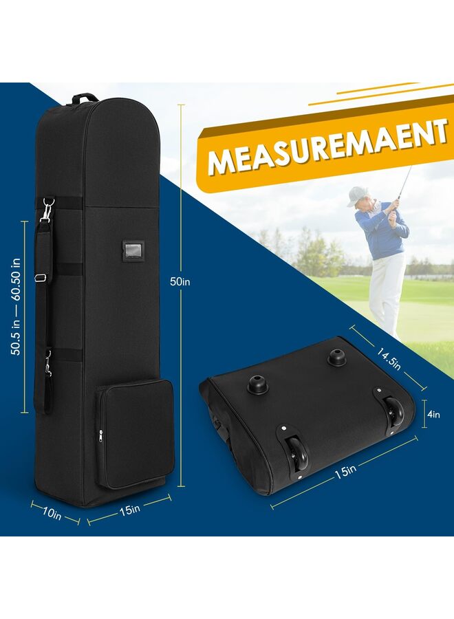 حقائب سفر جولف لشركات الطيران مزودة بأحزمة كتف قابلة للفصل، حقائب سفر ناعمة قابلة للطي لمضارب الجولف، مصنوعة من قماش أكسفورد 900D شديد التحمل - مقاس موحد، تصميم كتف (أسود) - Image 2