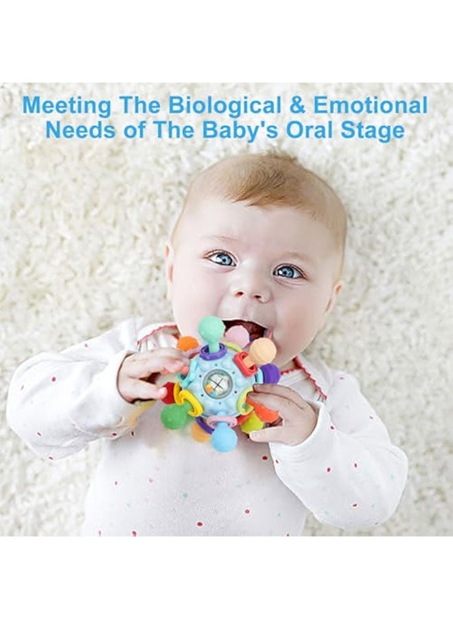 Baby Teething Toys, Baby Sensory Toys, Suitable for 0-6 6-12 Months, Suitable for 1 Year Old Boys Girls Infant Newborn 0 3 6 9 12 18 Months Toys, Baby Rattle Chew Toy - Blue  - Image 2
