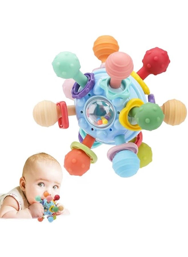 Baby Teething Toys, Baby Sensory Toys, Suitable for 0-6 6-12 Months, Suitable for 1 Year Old Boys Girls Infant Newborn 0 3 6 9 12 18 Months Toys, Baby Rattle Chew Toy - Blue  - Image 1