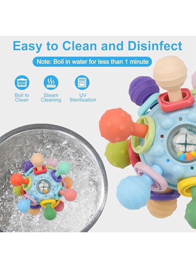 Baby Teething Toys, Baby Sensory Toys, Suitable for 0-6 6-12 Months, Suitable for 1 Year Old Boys Girls Infant Newborn 0 3 6 9 12 18 Months Toys, Baby Rattle Chew Toy - Blue  - Image 5