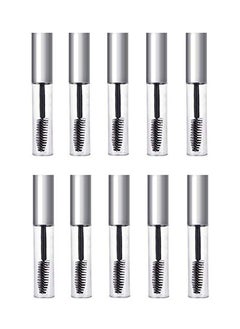 SYBL 10 Pieces 10ml/0.33oz Empty Clear Plastic Eyelash Tube Bottles-Refillable Mascara Container with Inner Plug and Silver Cap 