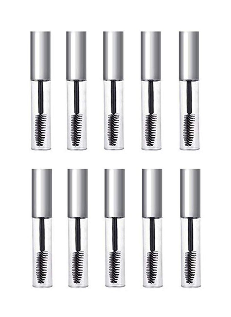 SYBL - 10 Pieces 10ml/0.33oz Empty Clear Plastic Eyelash Tube Bottles-Refillable Mascara Container with Inner Plug and Silver Cap - Image 1