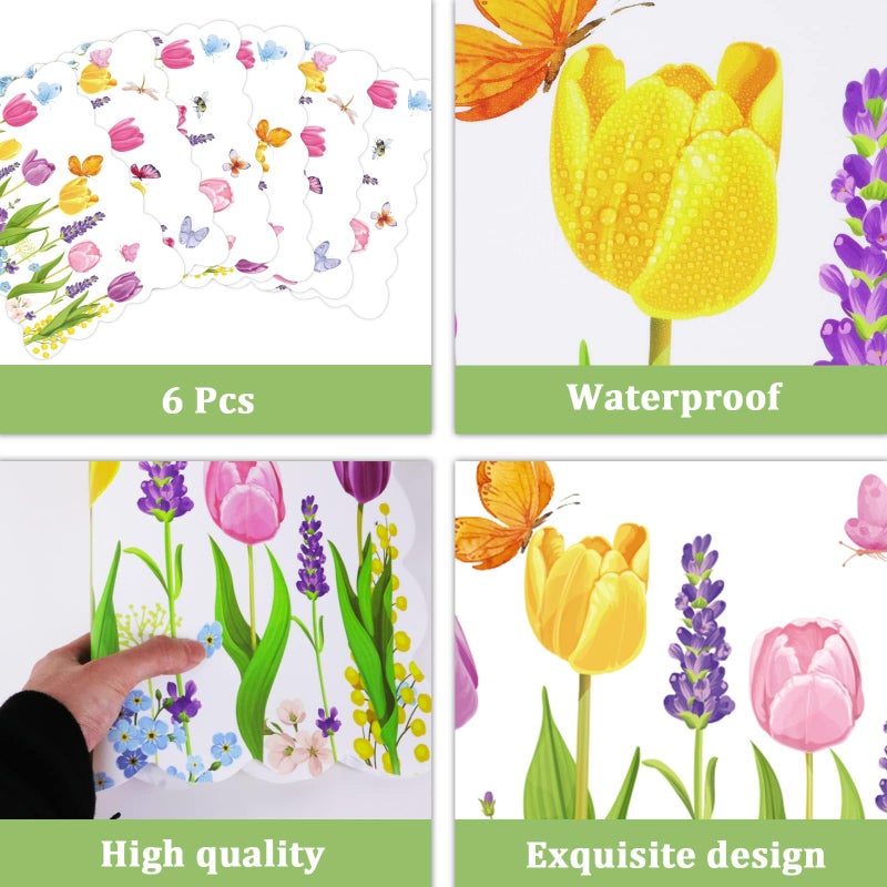 OBUSATT Spring Tulip Placemats Set of 6 Easter Plastic Place Mats Lavender Table Mats Lavender Tulip Holiday Kitchen Placemats for Indoor Outdoor Spring Summer Party Dining Table Decoration - Image 3