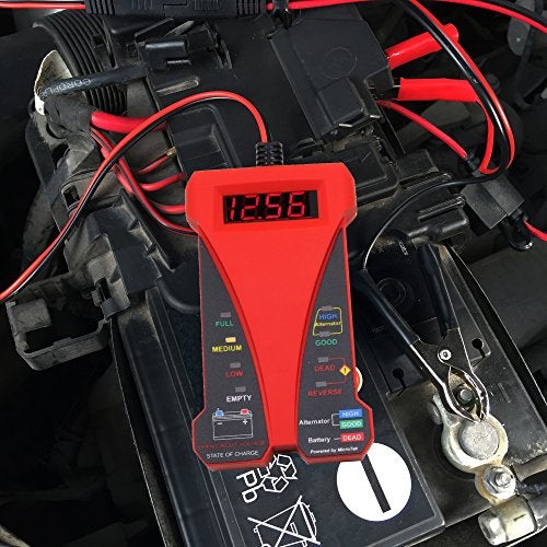 MOTOPOWER MP0514C 12V Digital Battery Tester Voltmeter and Charging System Analyzer with LCD Display and LED Indication - Red Rubber Paint - Image 5