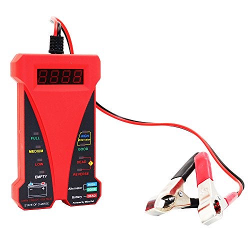 MOTOPOWER MP0514C 12V Digital Battery Tester Voltmeter and Charging System Analyzer with LCD Display and LED Indication - Red Rubber Paint - Image 2