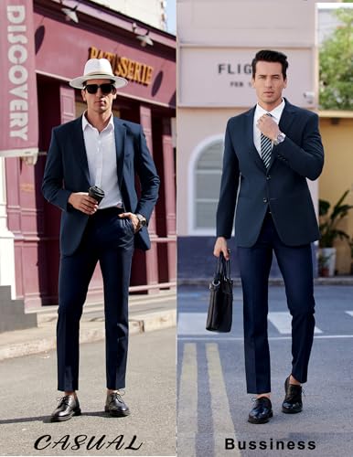 COOFANDY Mens Sport Jacket Business Casual Blazer Regular Fit Two Button Western Blazer Navy Blue - Image 4