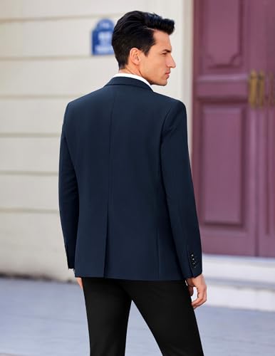 COOFANDY Mens Sport Jacket Business Casual Blazer Regular Fit Two Button Western Blazer Navy Blue - Image 3