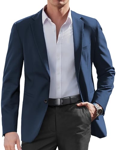COOFANDY Mens Sport Jacket Business Casual Blazer Regular Fit Two Button Western Blazer Navy Blue - Image 1
