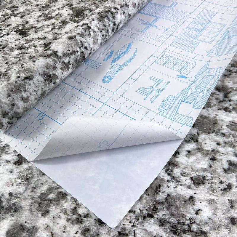 Teemall Light White Granite Look Marble Film Vinyl Self Adhesive Kitchen Countertop Peel Stick Wallpaper Decal (17.7" x 98") - Image 2