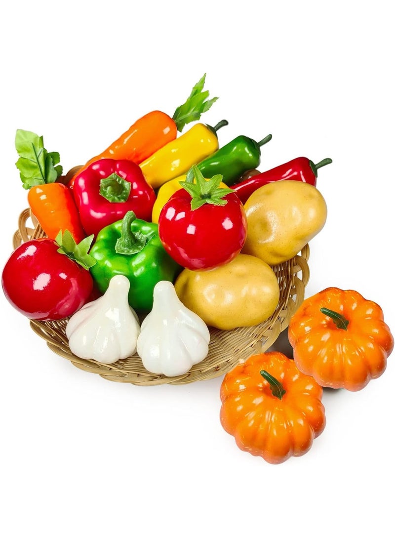LATIFA 16 Pieces/Set Artificial Vegetables Simulation Vegetables Decoration Kitchen Home Decor Realistic Fake Vegetables Decor Set Photo Props - Image 1