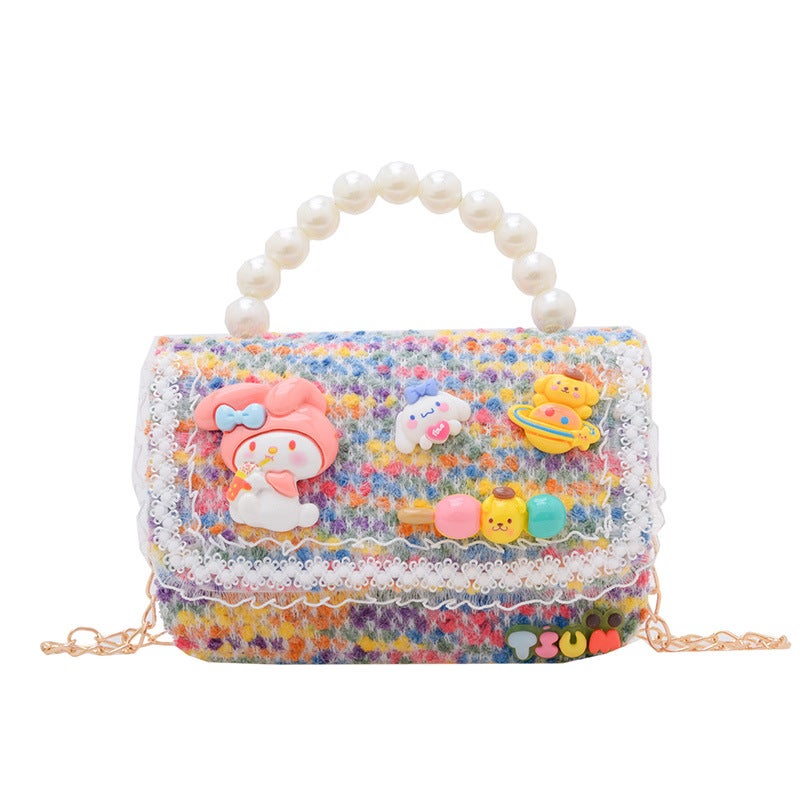 Kids Chain Strap Shoulder Bag for Autumn Winter Deep Color 