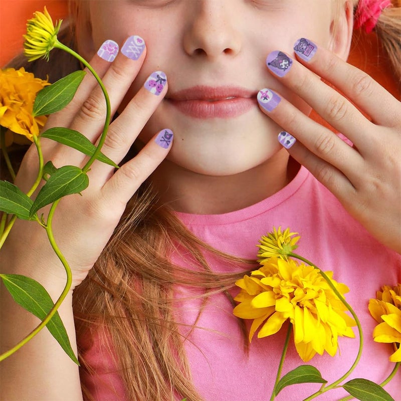 MAYCREATE 36Pcs Kawaii Girls Press On Nail Set Cute Sanrio Kuromi Kids Press On Nails Cinnamoroll PressOn DIY Nail Art Preglue Girls Kawaii Nails - Image 3