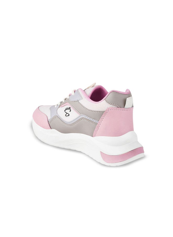Shoetopia Girls Lightweight Colourblocked Lace-Ups Sneakers - Image 3