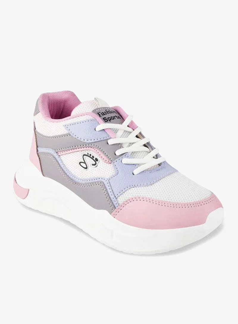 شوتوبيا Shoetopia Girls Lightweight Colourblocked Lace-Ups Sneakers