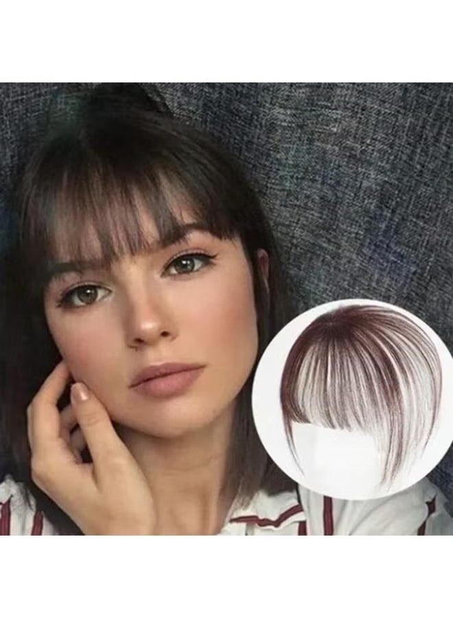 جي أس 3D الهواء بانج قمم الشعر للنساء ، بانج دبابيس الشعر واقعية تعديل ملامح الوجه ، ومناسبة لفقدان الشعر المرأة مع تغطية الشعر الرمادي ، بني داكن - Image 2