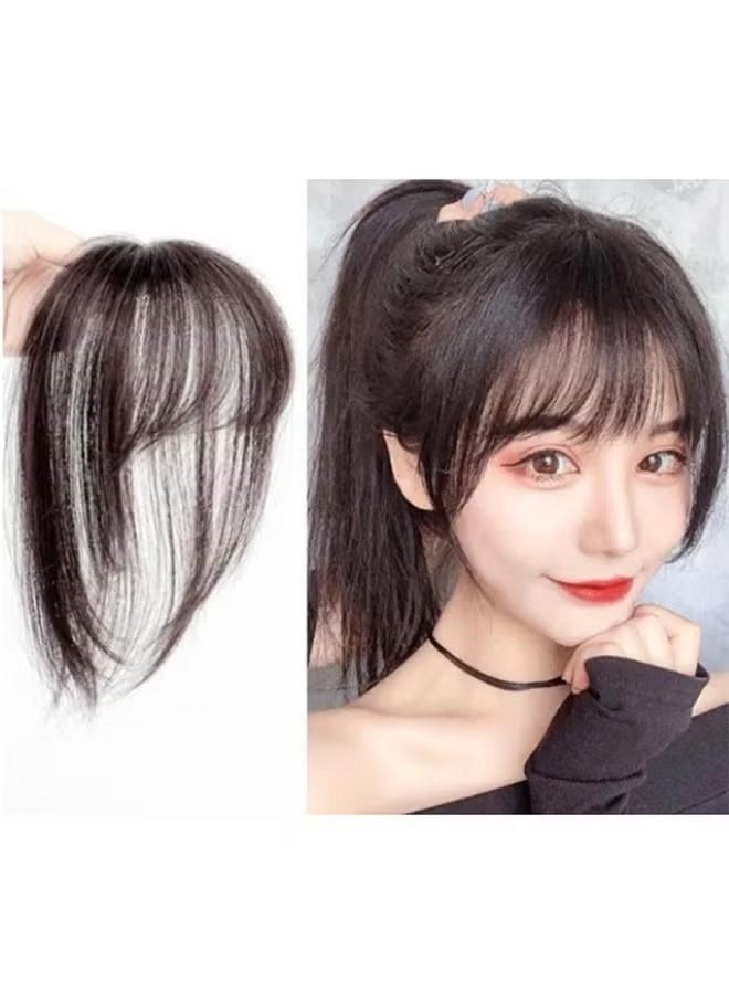 جي أس 3D الهواء بانج قمم الشعر للنساء ، بانج دبابيس الشعر واقعية تعديل ملامح الوجه ، ومناسبة لفقدان الشعر المرأة مع تغطية الشعر الرمادي ، بني داكن - Image 3