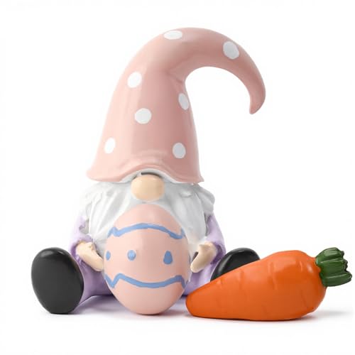 Sm:)e Smile Resin Figurines Set of 4 Easter Gnome Egg Bunny Indoor Mantle Centerpieces and Tabletop Display Decoration - Image 1